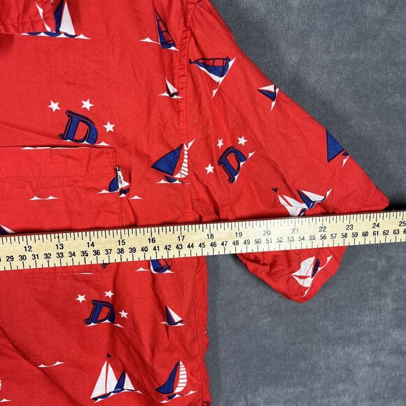OF Odd Future Shirt Men's Medium Red Ship Print Cotton Short Sleeve Button-Up - Picture 4 of 6